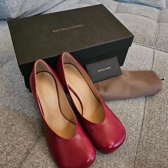 New Bottega Veneta red  block square-toe 90 mm heels pumps 36 Us 6 - Picture 5 of 8